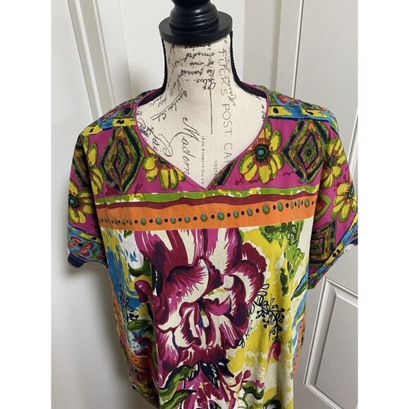 J Peterman Dress Womens Small/ Medium Pink Floral Kraftan Maxi - Picture 2 of 12